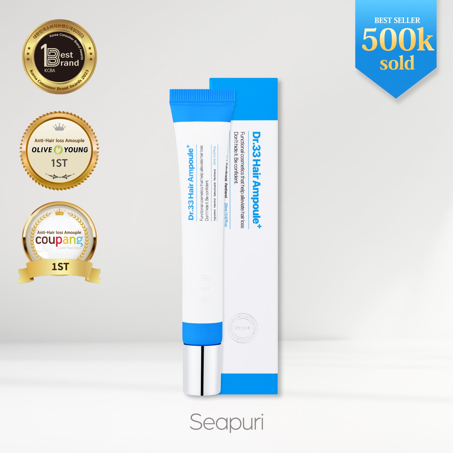 [Seapuri] Dr.33 Premium Anti Hair Loss Ampoule | Scalp Health & Regrowth | Hair follicle cloning | Root Booster 20ml