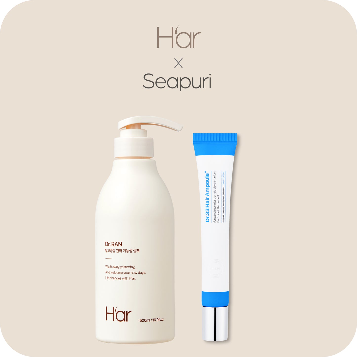 [H'ar x Seapuri] Premium Hair Care Duo | Dr. Ran x1 + Dr. 33 Hair Ampoule x1